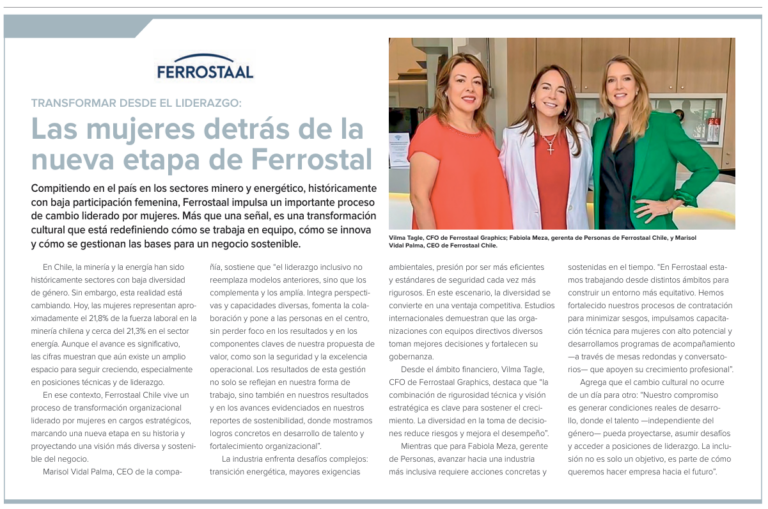 Liderazgo femenino en Ferrostaal: ejecutivas de la compañía impulsan la nueva etapa de transformación cultural y sostenibilidad en la industria minera y energética.